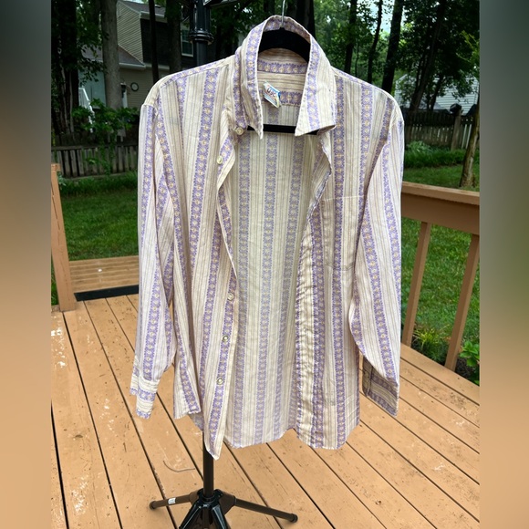 True vintage Hawaiian long sleeve button down shirt Manhattan u-30 - Picture 1 of 6